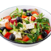 Greek Salad - Lettuce, tomato, feta cheese, olives, olive oil, and lemon