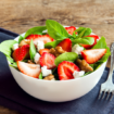 Strawberry Salad - Mix green with fresh strawberry, walnut, and feta cheese